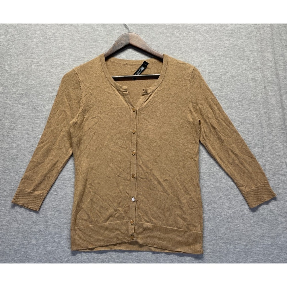 7th Avenue Design Studio by New York & Company Cardigan Sweater Women XS Camel